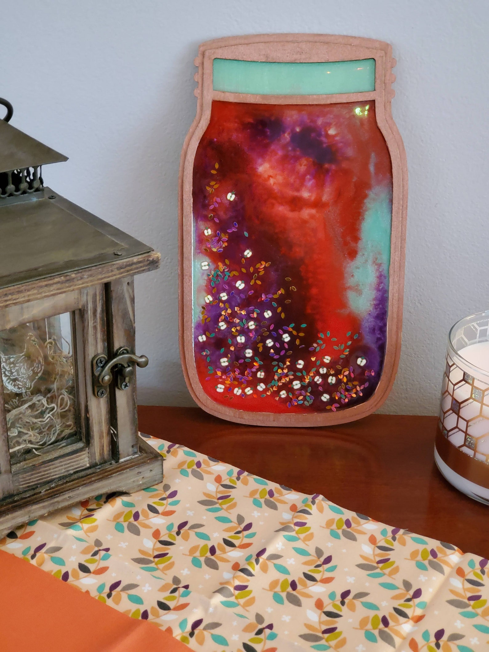 Decorative wooden mason jar wall art autumn inspired resin Etsy