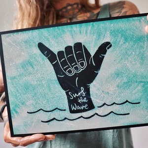 Wooden panel print Surf the Wave