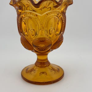 LE Smith Moon and Stars pattern, Amber Glass Compote
