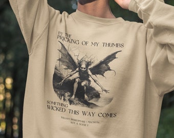 Camisa de Shakespeare Dark Academia Suéter Hada Grunge Shakespeare Sudadera Ropa gótica Camisa poeta Camisa renacentista Macbeth Memorabilia