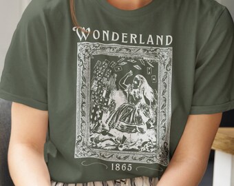 Wunderland Shirt dunkel Academia Fee Grunge TShirt Licht Academia Fairycore Kleidung Fairy Core Kleidung Dichter Shirt Alice Literatur Lesung