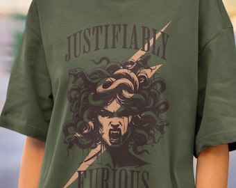 Camiseta de Medusa, mitología griega, la mirada femenina, diosa griega, ropa ligera de la academia, antigua Grecia, petrificar, el patriarcado.