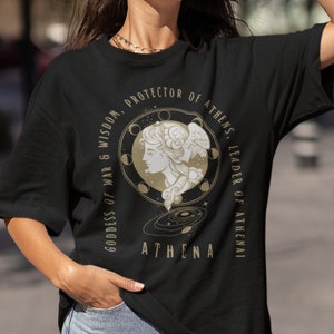 Athena Griechische Mythologie Shirt Fee Grunge Geschenke Hell Academia Kleidung Bookish Merch Dunkel Academia Kleidung Griechische Götter Rundhalsausschnitt Witchy Top