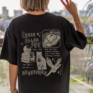 Edgar Allan Poe Nevermore Ubrania gotyckie Koszula Dark Academia Memento Mori Top Fairy Grunge Ubrania Light Academia Ubrania Goth Tshirt Poet