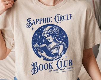 Sapphic Shirt Sapphic Art Tshirt Subtle Bi Pride T-Shirt Book Club Gifts  Sappho Crewneck Literature Shirt Light Academia Book Lover Shirt