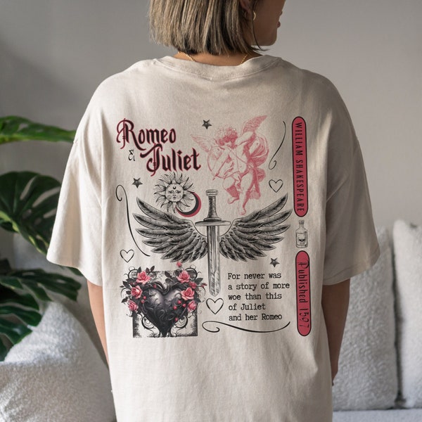 Romeo and Juliet Shirt Shakespeare T Shirt Fairy Grunge Poet Shirt Dark Academia Gifts Fairycore Clothing Plus Size Book Club Shirt Gothic