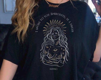 Sapphic Art Aphrodite Goddess Shirt Subtle Pride Queer Shirt Light Academia Tee Dark Academia Clothing Plus Size LGBT Mystical Literature