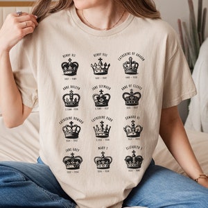 Anne Boleyn TShirt Tudor T-Shirts Königskern T-Shirt Dunkle Academia Kleidung Bücherwurm Helle Academia Kleidung Geschichte Buff Geschenk Henry VIII Top