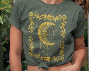 Tarot Card Shirt Occult Art Shirts Moon Shirt Cottagecore Clothing Alt Clothing Witchy Clothing Cottagecore Aesthetic Dark Magic Lunar Witch