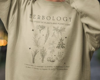 Herbology Sweatshirt Dark Cottagecore Sweater Goblincore Shirt Herbology Print Witchcore Clothing Witchy Sweatshirt Goblin Core Jumper