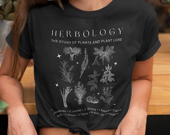 Herbology Shirt Dark Cottagecore Goblincore TShirt Herbology Print Witchcore Clothing Witchy T Shirt Goblin Core Tee Herbalist Aesthetic