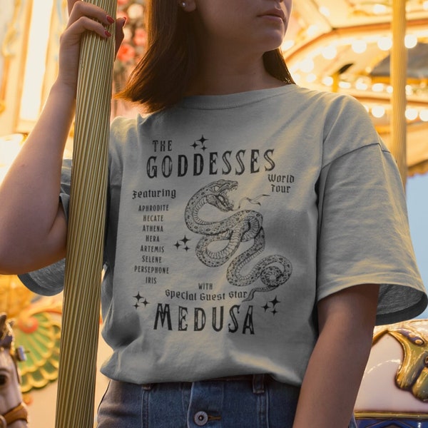 Medusa Shirt Persephone T-Shirt Griechische Göttin Light Academia Kleidung Aphrodite Artemis Athena Hecate Fee Grunge Kleidung Dark Academia