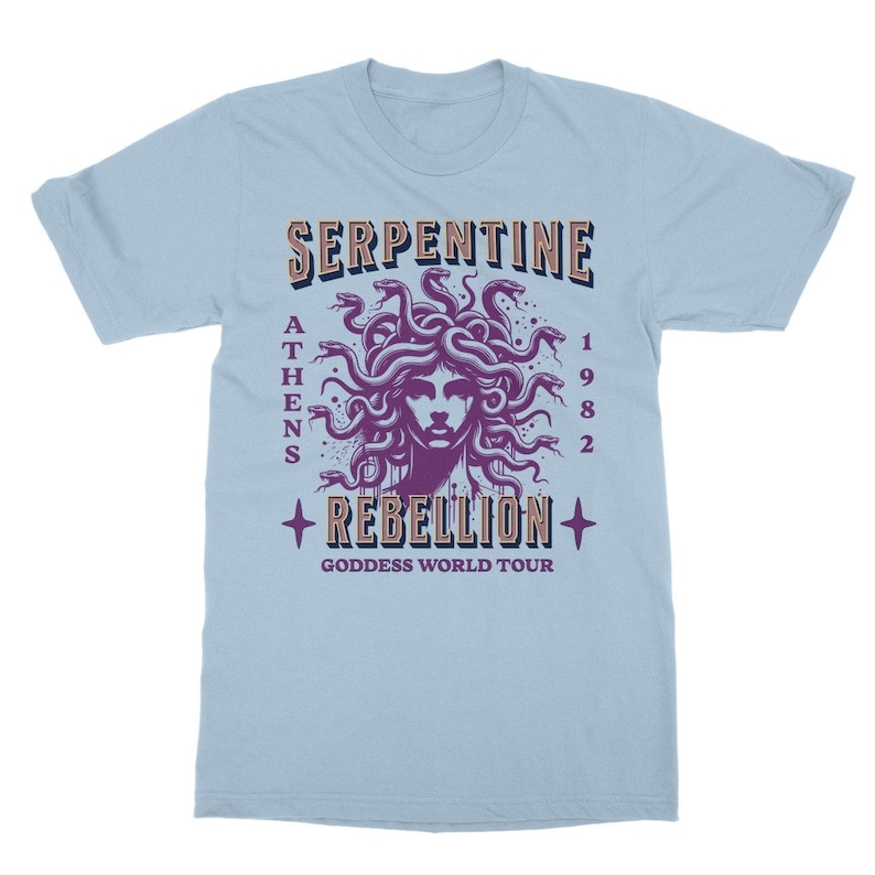 Medusa Shirt Greek Mythology Medusa TShirt Fairycore Fairy Grunge Greek Goddess Light Academia Witchy Clothing Ancient Greece Bookish Light Blue