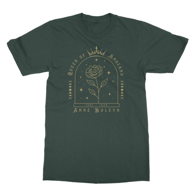 Koszula Anne Boleyn Dark Academia Clothing Koszulka nauczycielska z czasów Tudorów Królowa Anglii Koszulka Royaltycore Top Henry VIII Okrągły dekolt Duży rozmiar Dark Green