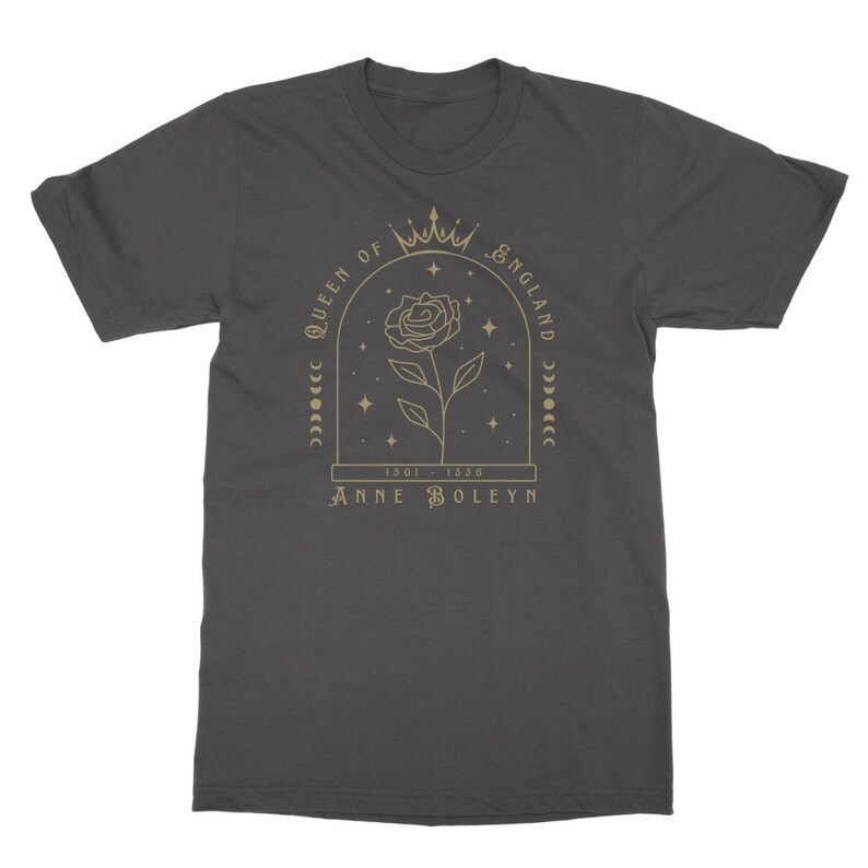 Koszula Anne Boleyn Dark Academia Clothing Koszulka nauczycielska z czasów Tudorów Królowa Anglii Koszulka Royaltycore Top Henry VIII Okrągły dekolt Duży rozmiar Dark Heather
