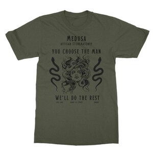 Medusa Shirt Fairy Grunge Light Academia Clothing Greek Mythology Shirt Dark Academia Shirt Gorgon Crewneck Ancient Greek Medusa Top Bookish Army Green