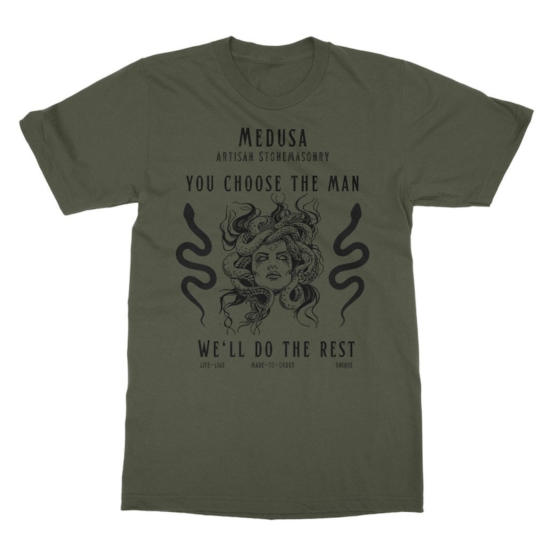 Medusa Shirt Fairy Grunge Light Academia Clothing Greek Mythology Shirt Dark Academia Shirt Gorgon Crewneck Ancient Greek Medusa Top Bookish Army Green