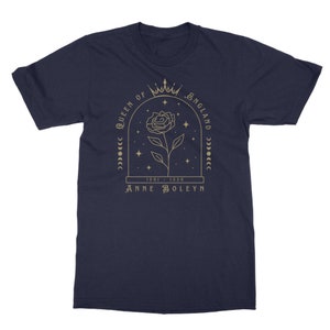 Koszula Anne Boleyn Dark Academia Clothing Koszulka nauczycielska z czasów Tudorów Królowa Anglii Koszulka Royaltycore Top Henry VIII Okrągły dekolt Duży rozmiar Navy
