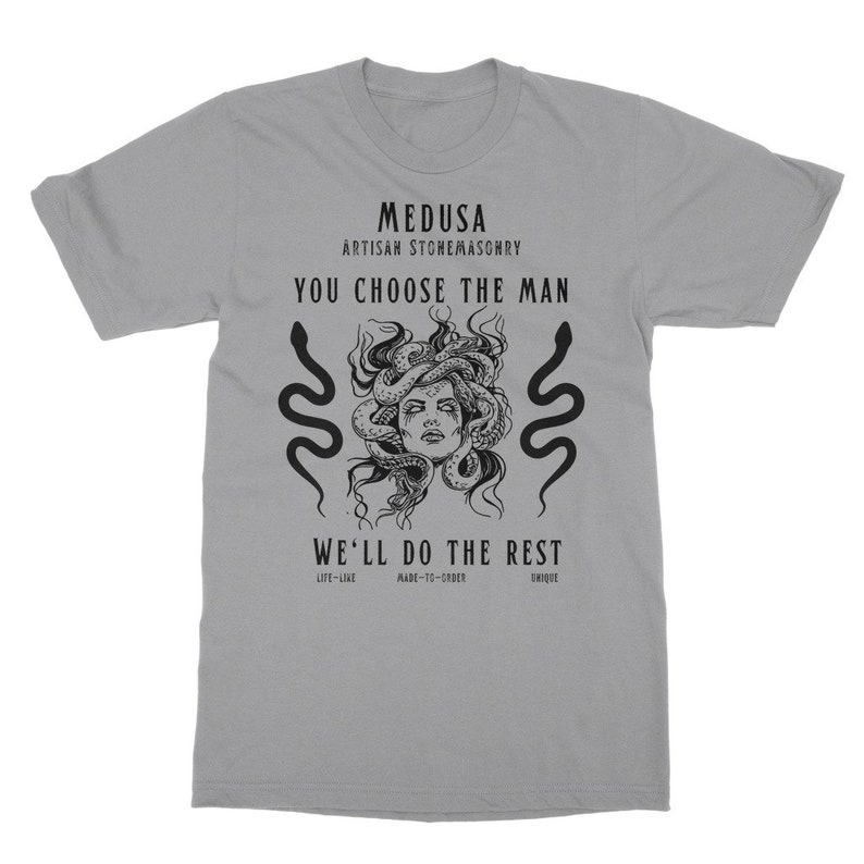 Medusa Shirt Fairy Grunge Light Academia Clothing Greek Mythology Shirt Dark Academia Shirt Gorgon Crewneck Ancient Greek Medusa Top Bookish Light Grey