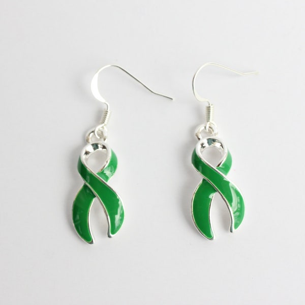 Cerebral Palsy Awareness Earrings with Enamel Ribbon Charm