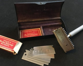 Vintage VALET AutoStrop SE Safety Razor ca. 1910s in original metal box