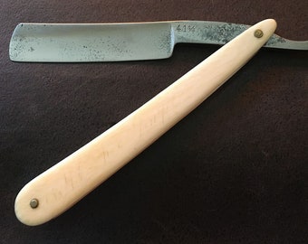 Large Vintage 5/8 straight razor Abr. KNYN Solingen #41 1/4 bone scales 1880s restored shave ready