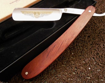 Brandnew 6/8 straight razor DREITURM J.A.Schmidt Solingen Plum Wood