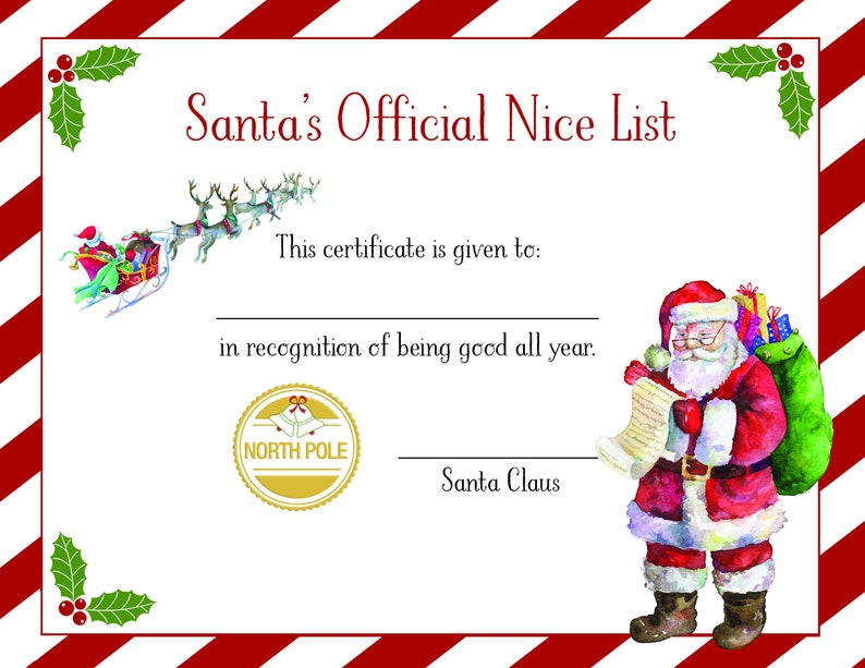 Santa's Nice List Downloadable Etsy