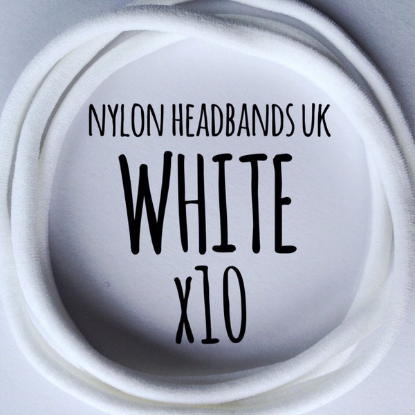 UK Nylon Stirnbänder, offizielle Dainties! 10 weiße Dainties Nylon Stirnbänder. Dünn, dünn, super weich. Einheitsgröße für alle / Neugeborene / Baby
