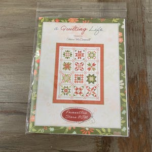 May include: A quilting pattern packet titled "a Quilting Life" by Sherri McConnell. The packet features a quilt design with star patterns in red, green, and white. The packet is in a clear plastic sleeve.