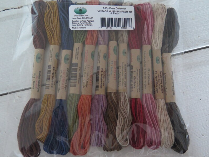 Valdani Vintage Hues 12 pack 6 strand floss set hand dyed image 1