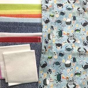 Dear Stella Moonscape collection and 2 yards August Wren High seas multi Crab cotton fabrics