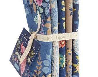 Tilda Chic Escape Fabrics Blue Sand Fat Quarter Bundle- 5 FQ TIL300130
