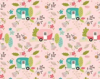 Glamp Camp Main Pink Cotton Fabric - My Minds Eye - Riley Blake Designs - C12350-PINK - sold by the yard