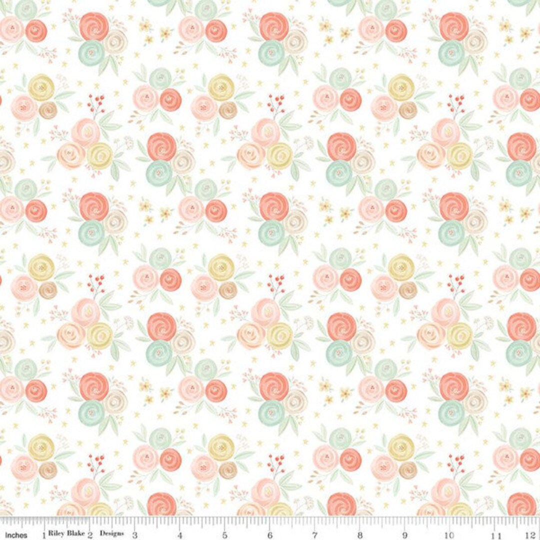 It's a Girl Bouquet White Cotton Fabric Echo Park Paper Etsy