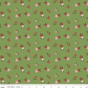 Holly Holiday Ditzy Basil Cotton Fabric - Christopher Thompson - Riley Blake - C10884-BASIL - sold by the yard