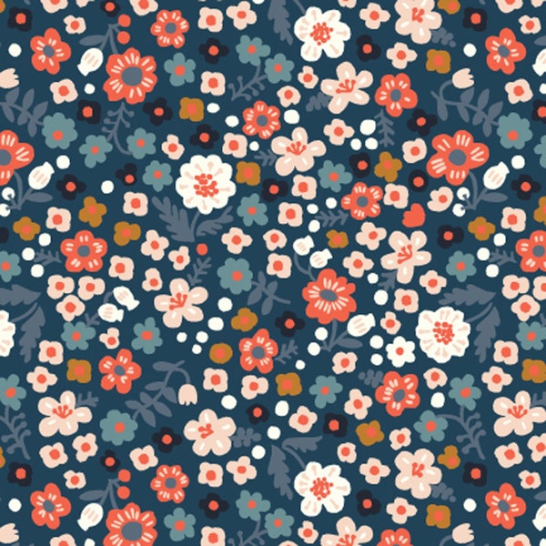 Bella Donna Petite Denim Organic Cotton Fabric - Birch Fabric  BIFLN-KB-21-DEN Bella Cotton Lawn - Kristen Balouch - sold by the half yard