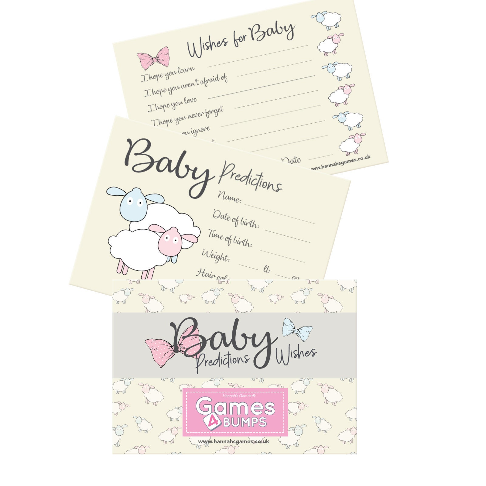 Baby Predictions &amp; Wishes Cards 10 Double Sided Prediction Card for ...