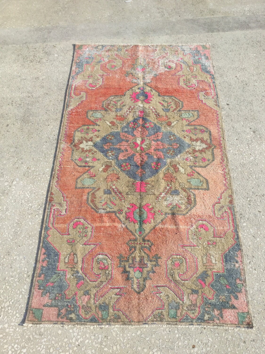 221x115 Cm 7 3x3 8 Feet Decorative Pastel Rug Floorrug Turkish Handmade Carpet Vintage Handwoven Area