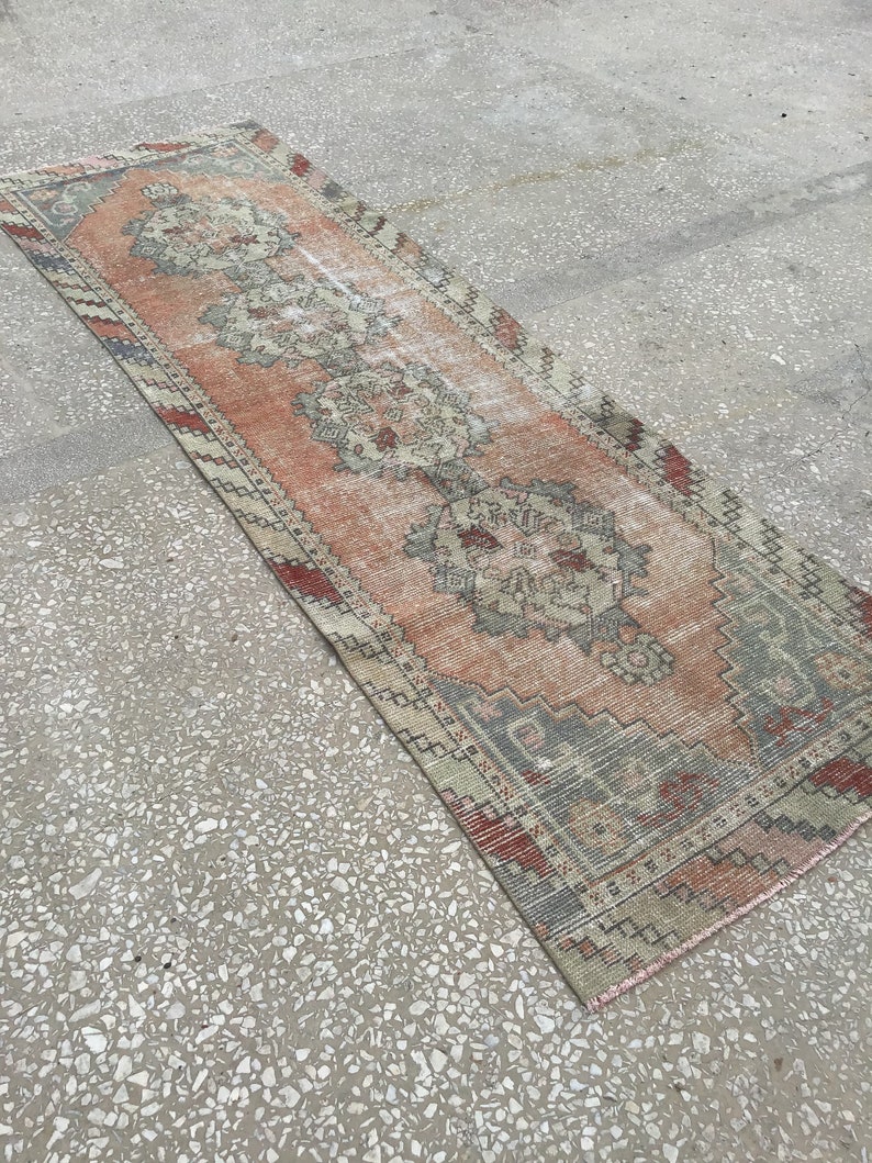 9.3x3 feet 284x92 cm Oushak Rug Runner,Pastel Runner,Oriental Runner Rug,Runner,Runner Rug,Vintage Runner,Turkish Runner,Carpet Runner