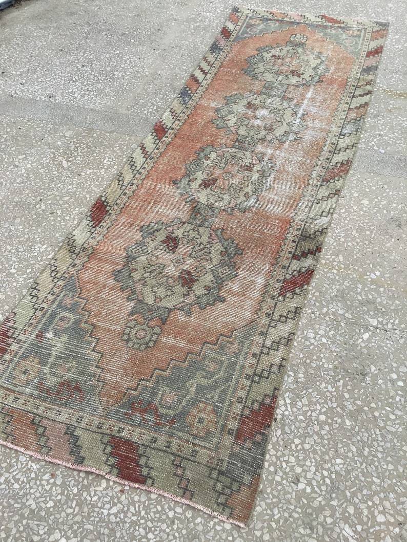 9.3x3 feet 284x92 cm Oushak Rug Runner,Pastel Runner,Oriental Runner Rug,Runner,Runner Rug,Vintage Runner,Turkish Runner,Carpet Runner