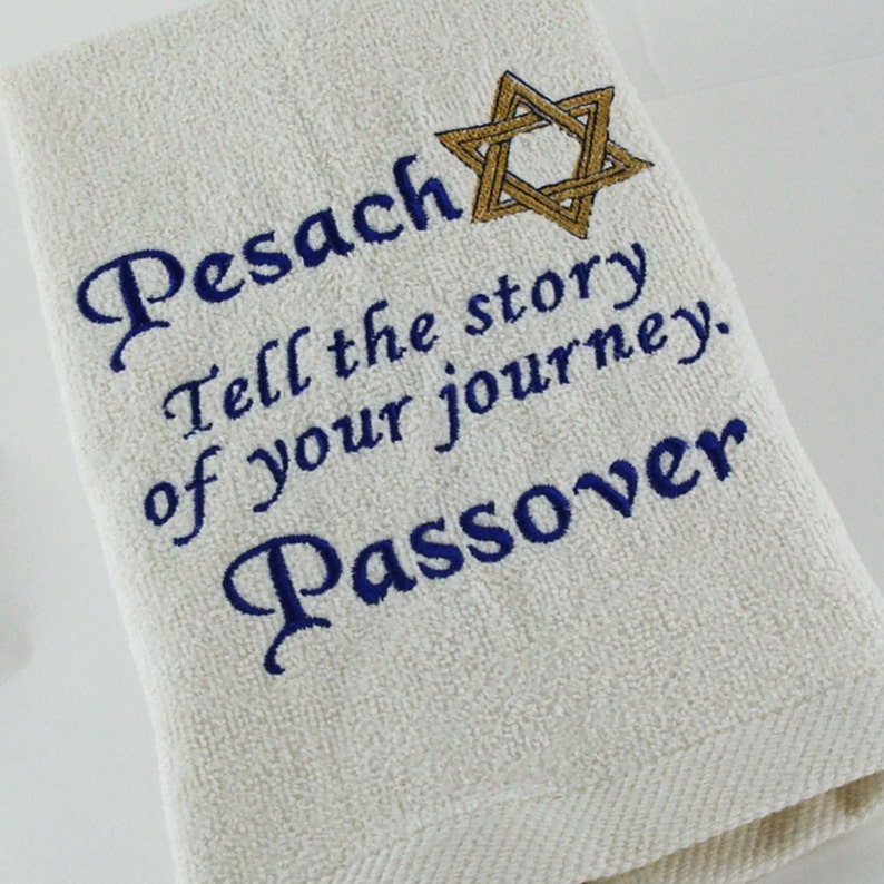 1224-35 or 1224-35b PASSOVER-PESACH Jewish Holiday/ Jewish Gifts/ Jewish Home/ Hostess Gifts/ Jewish Celebrations/ Handmade Fingertip Towels image 3