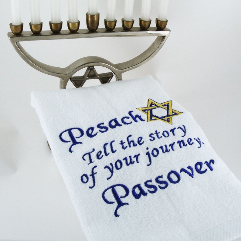 1224-35 or 1224-35b PASSOVER-PESACH Jewish Holiday/ Jewish Gifts/ Jewish Home/ Hostess Gifts/ Jewish Celebrations/ Handmade Fingertip Towels image 2
