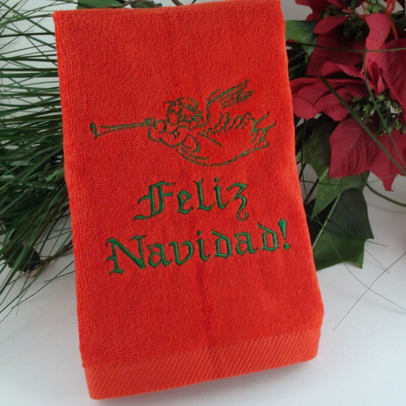 122483 feliz Navidad Christmas Towel / Spanish Etsy