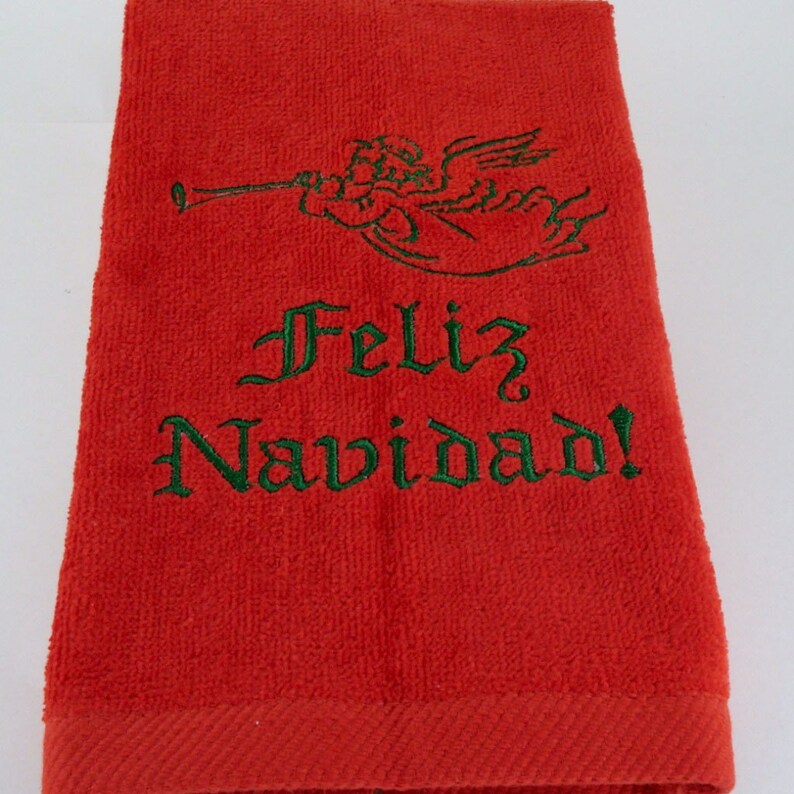 122483 feliz Navidad Christmas Towel / Spanish Etsy