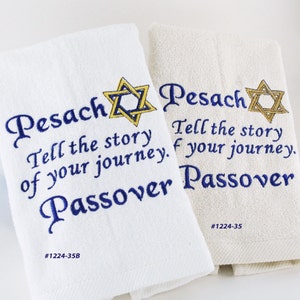 1224-35 or 1224-35b PASSOVER-PESACH Jewish Holiday/ Jewish Gifts/ Jewish Home/ Hostess Gifts/ Jewish Celebrations/ Handmade Fingertip Towels image 1