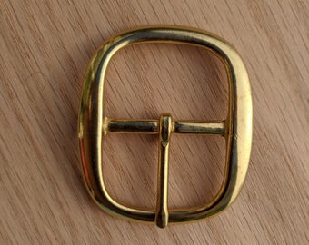 Gesp met middenstang, 1 1/2 inch, massief messing