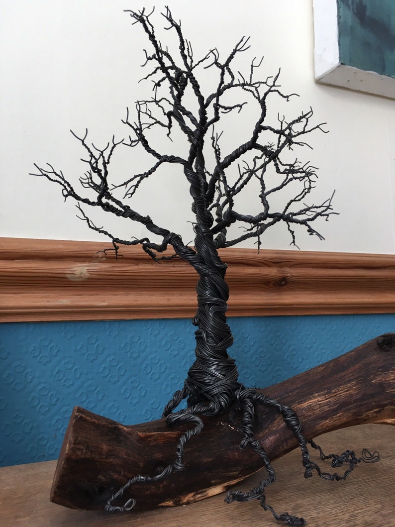 Handmade Twisted Wire Tree with Roots on a Beautiful Stripped Etsy