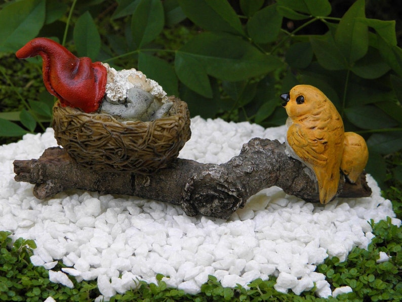 Miniature Dollhouse FAIRY GARDEN ~ Gnome Napping in Bird Nest ~ NEW