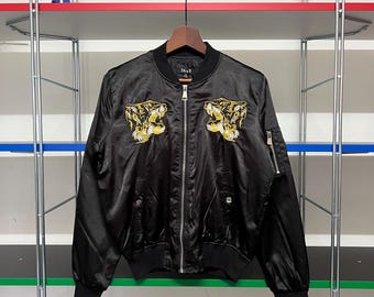 Chaqueta bomber Sukajan vintage con bordado de tigre, estilo MA-1 de souvenir japonés, talla mediana.